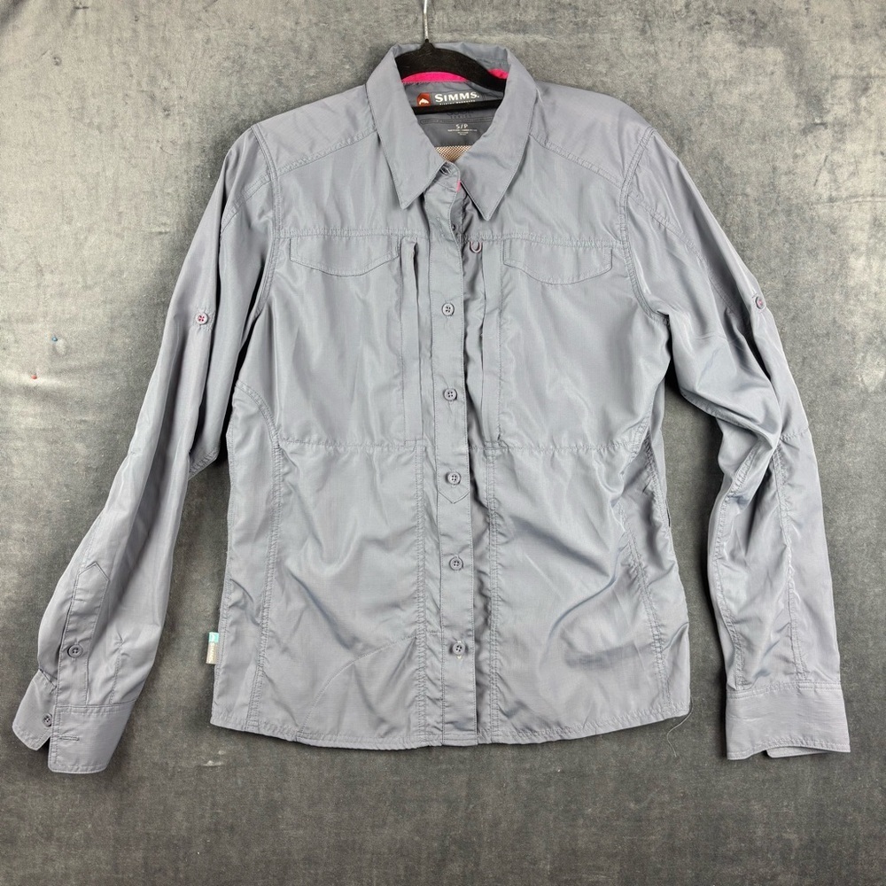 Simms Women’s Guide Series Fishing Outdoor ventilated Shirt in Gray Sz Small